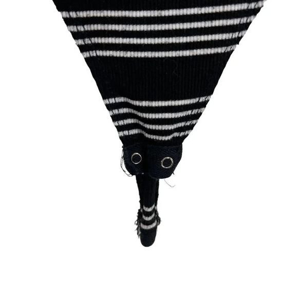 Windsor Black and White Striped Bodysuit Size XS Short Sleeve Stretch Knit - Picture 4 of 5